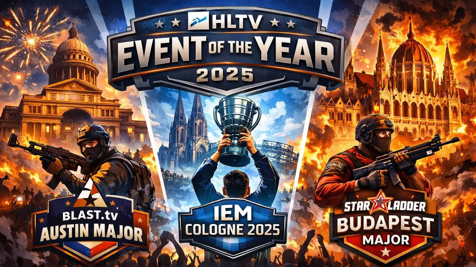 HLTV Event of the Year 2025: Austin Major, IEM Cologne, and Budapest Major Lead Final Fan Vote